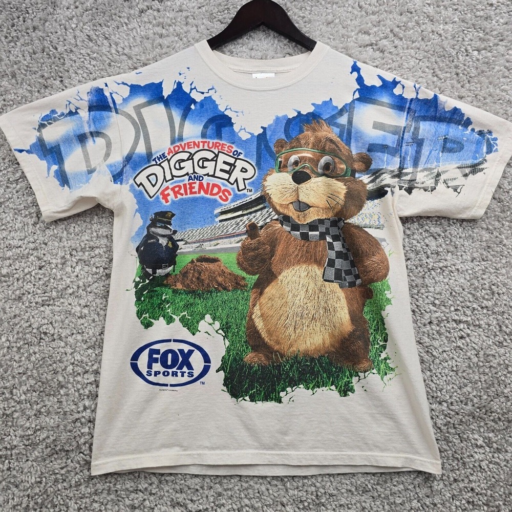 Chase Authentics Men's Digger Racing Graphic Cotton Shirt Size Large Vintage Y2K